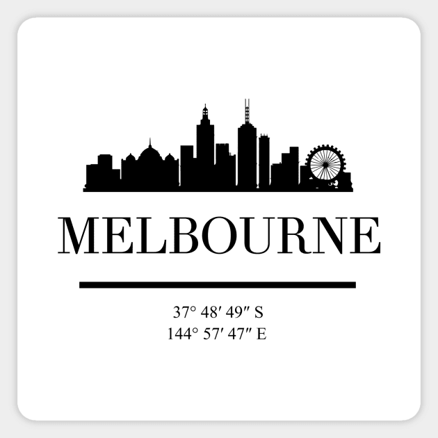 MELBOURNE AUSTRALIA BLACK SILHOUETTE SKYLINE ART Sticker by deificusArt